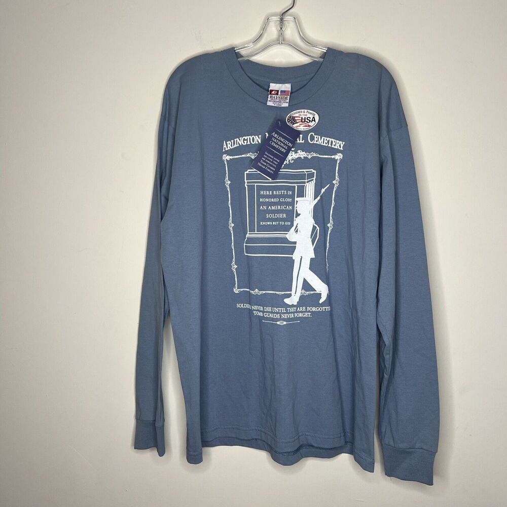 Vintage Bayside Heavyweight T Shirt XL Blue Arlington National Cemetery New